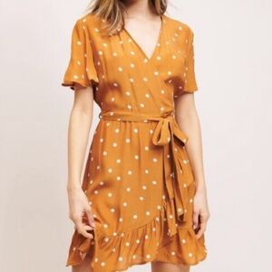 Dynamite Sunburnt Brown Pokka Dot Wrap Dress